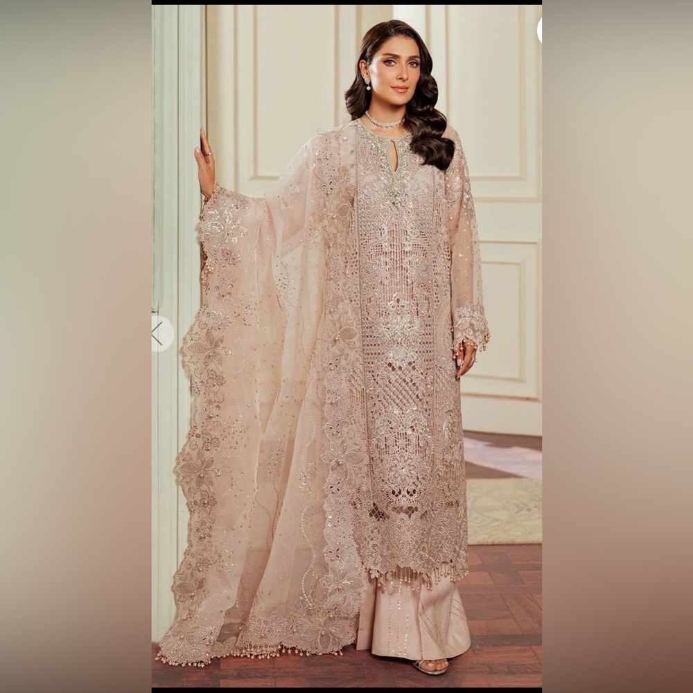 Exquisite Embroidered Maxi Dress in Soft Pink